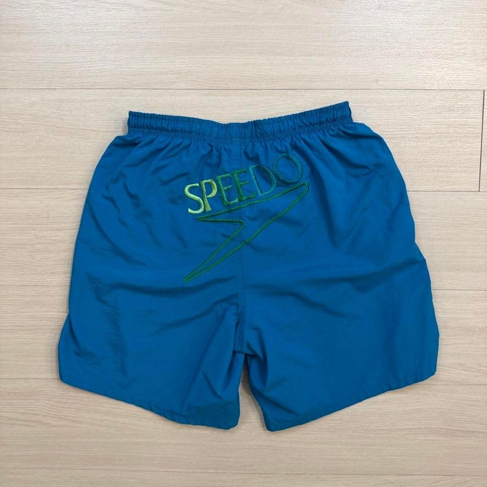 Vintage Speedo Spell Out Blue Lined Swim Shorts Mens Size Medium Swim Surf